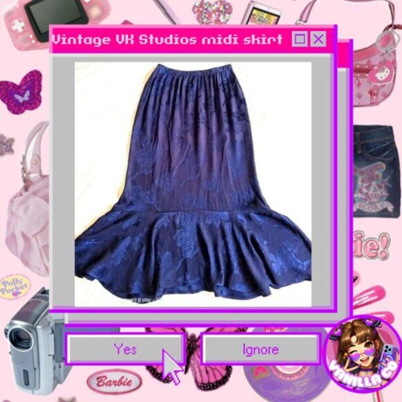 Dresses & Skirts - Vintage Studio VK Blue Floral Midi Skirt, Size S – Fall 2024
